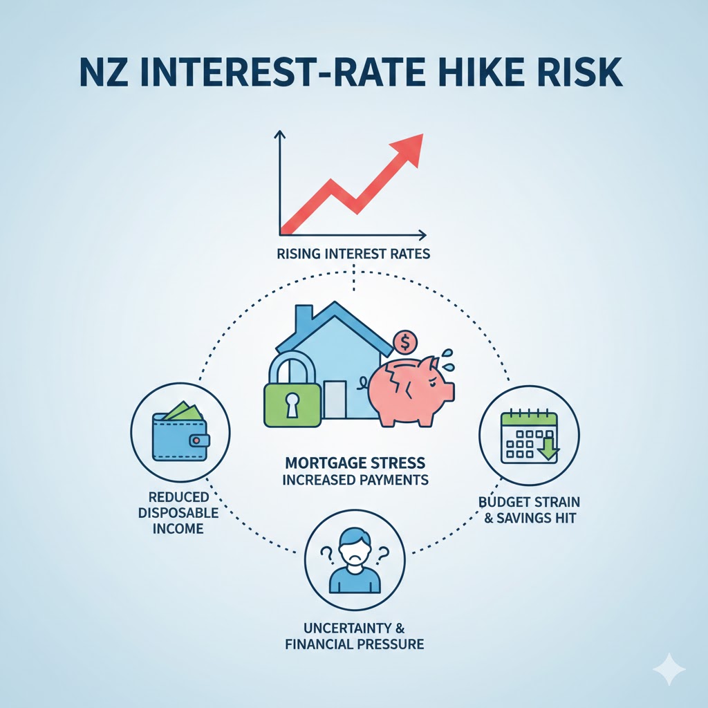 A stylised image of a New Zealand home on a hill with a financial graph overlaid, representing the mortgage quote process
