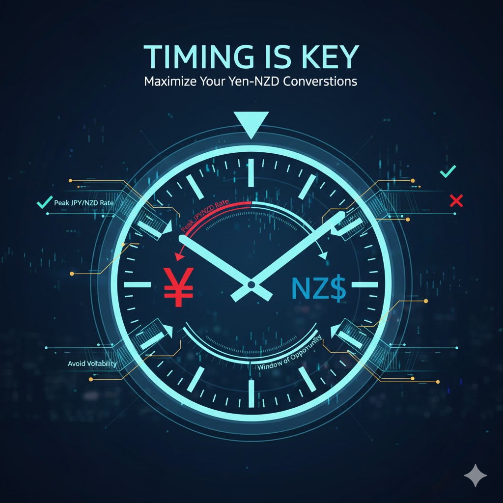 yen-to-nzd-currency-exchange-concept